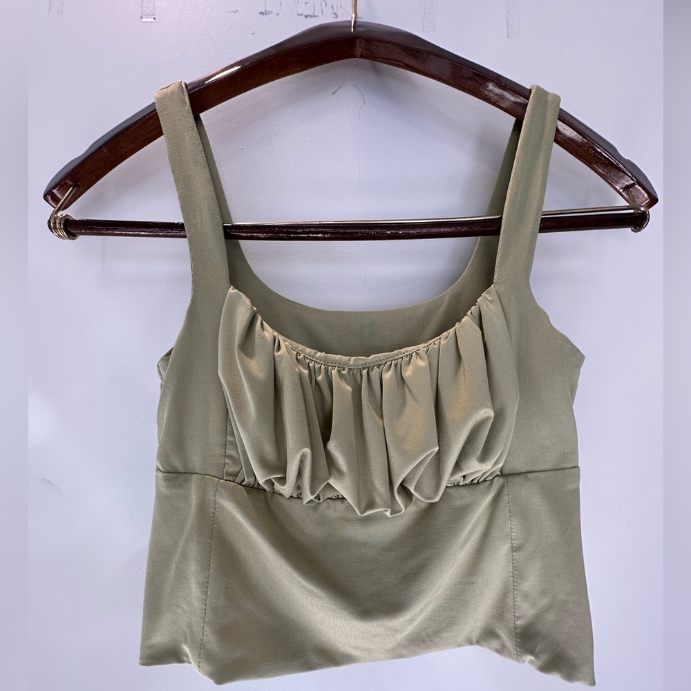 Green ruched bust cropped tank top